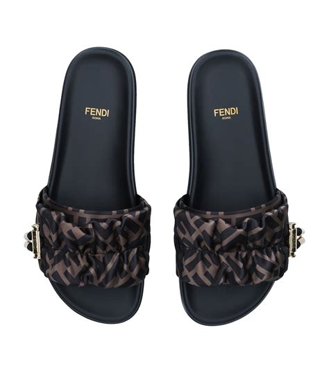 fendi vertigo brown satin slides